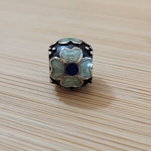 Pandora Retired Blue Daisy Flower 925 Silver Charm